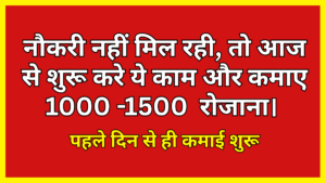 नौकरी नहीं मिल रही, तो आज से शुरू करे ये काम और कमाए 1000 -1500 रोजाना। पहले दिन से ही कमाई शुरू