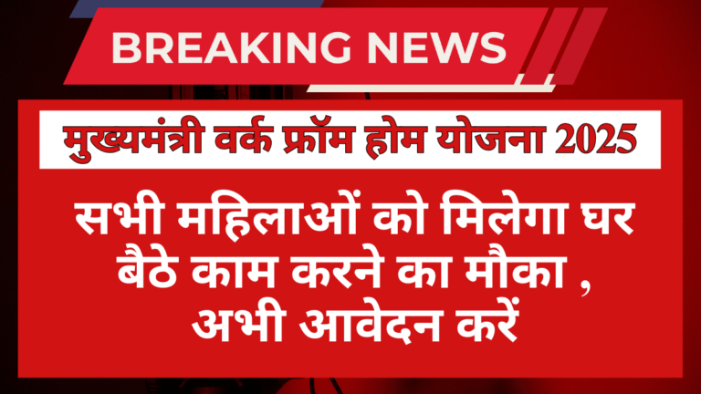 Mukhyamantri Work From Home Yojana 2025: महिलाओं के लिए घर बैठे रोजगार का सुनहरा मौका, जानें आवेदन प्रक्रिया
